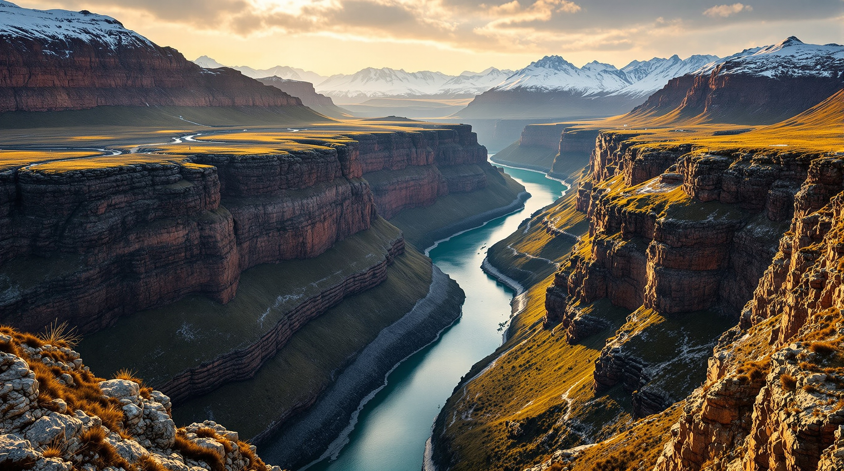The deep gorge of Hells Canyon on the Snake River at golden hour